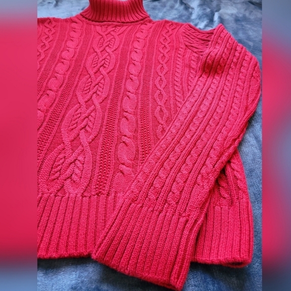 Willi Smith Women's Turtleneck 100% Cotton Sweater Cozy Knit Red Medium - Picture 9 of 10